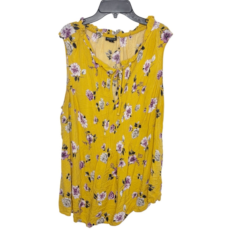 Torrid yellow floral sleeveless top size 1